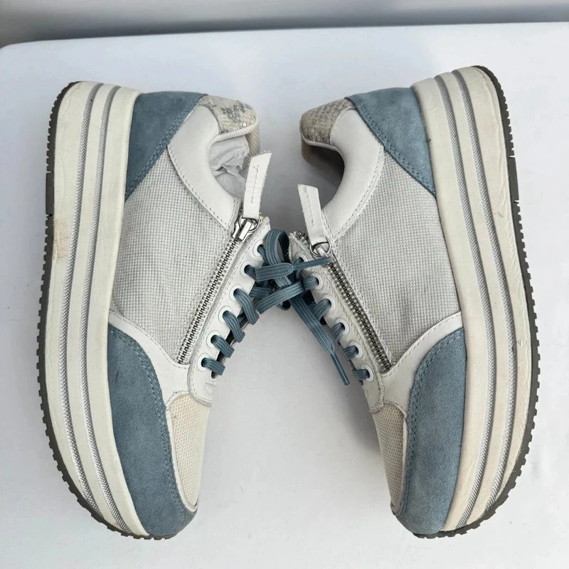 Geox D Kency White Light Sky Blue Suede Mesh Platform Trainers UK 6 EUR 39 - Image 7