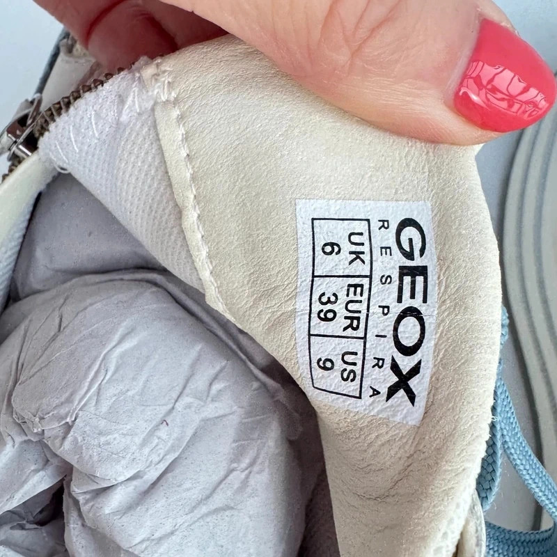 Geox D Kency White Light Sky Blue Suede Mesh Platform Trainers UK 6 EUR 39 - Image 10