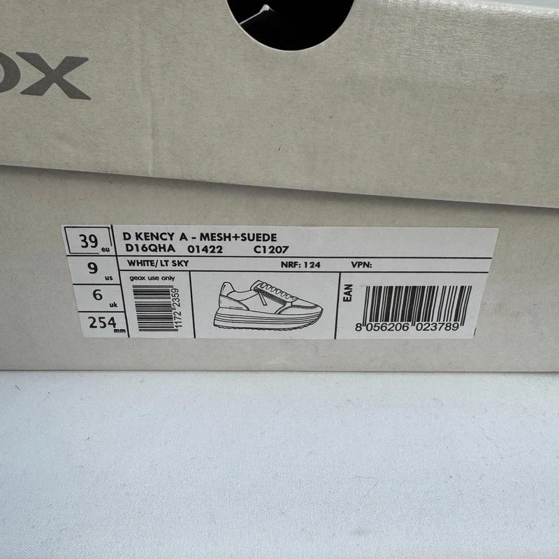 Geox D Kency White Light Sky Blue Suede Mesh Platform Trainers UK 6 EUR 39 - Image 12