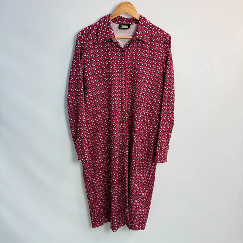 Alexia Admor Geometric Shirt Dress UK 14 Pink Green Retro Print Midi Belt Missing