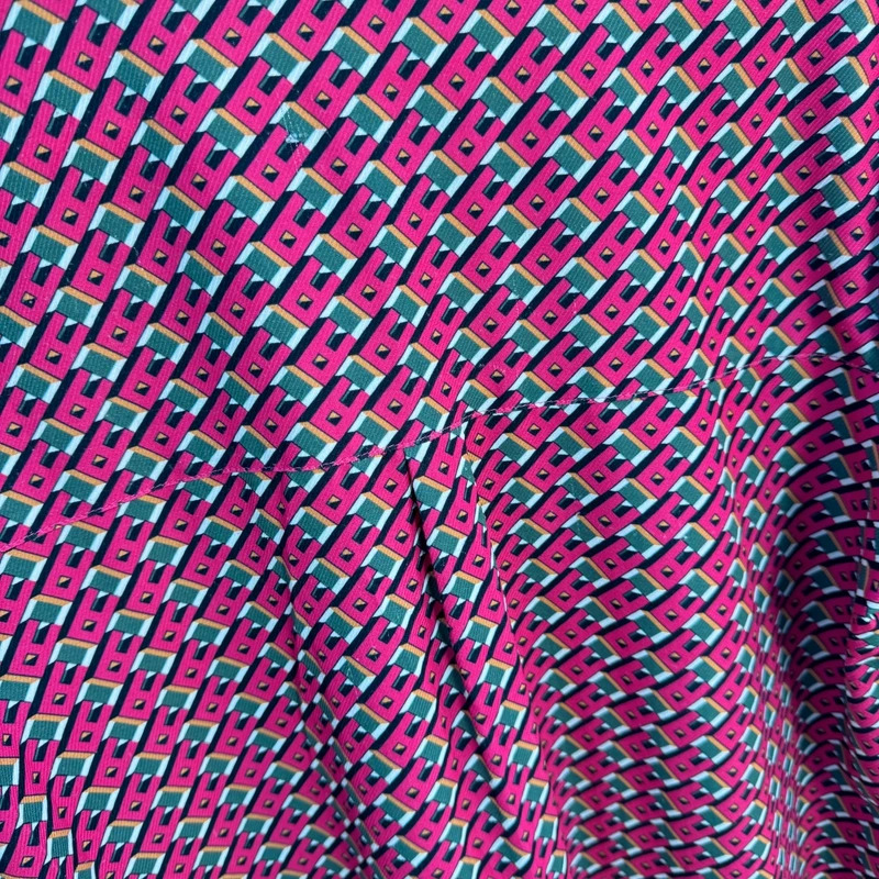 Alexia Admor Geometric Shirt Dress UK 14 Pink Green Retro Print Midi Belt Missing - Image 3