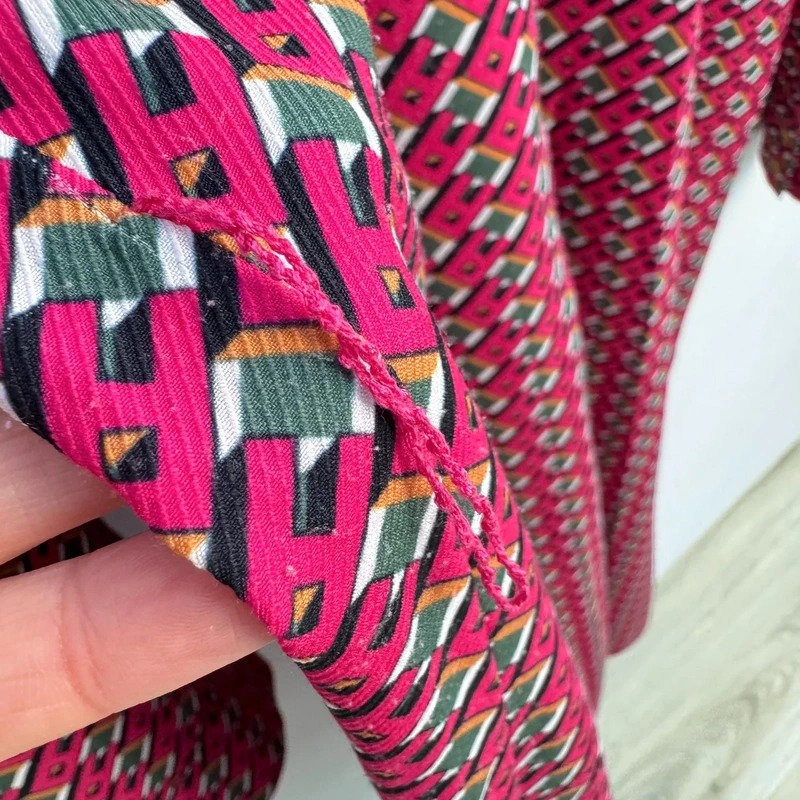 Alexia Admor Geometric Shirt Dress UK 14 Pink Green Retro Print Midi Belt Missing - Image 13