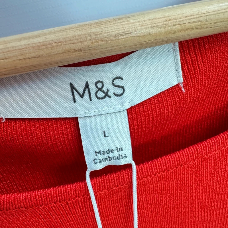 M&S Tomato Red Sleeveless Knit Vest Top UK L / 16 Viscose Blend BNWT rrp £22.50 - Image 4