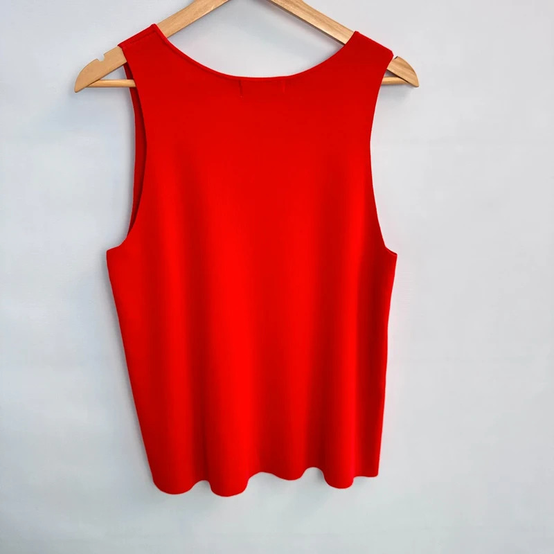 M&S Tomato Red Sleeveless Knit Vest Top UK L / 16 Viscose Blend BNWT rrp £22.50 - Image 5