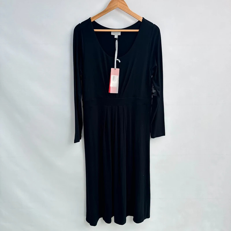 Pure Collection BNWT Black Gathered Front Viscose Jersey Dress UK 1616