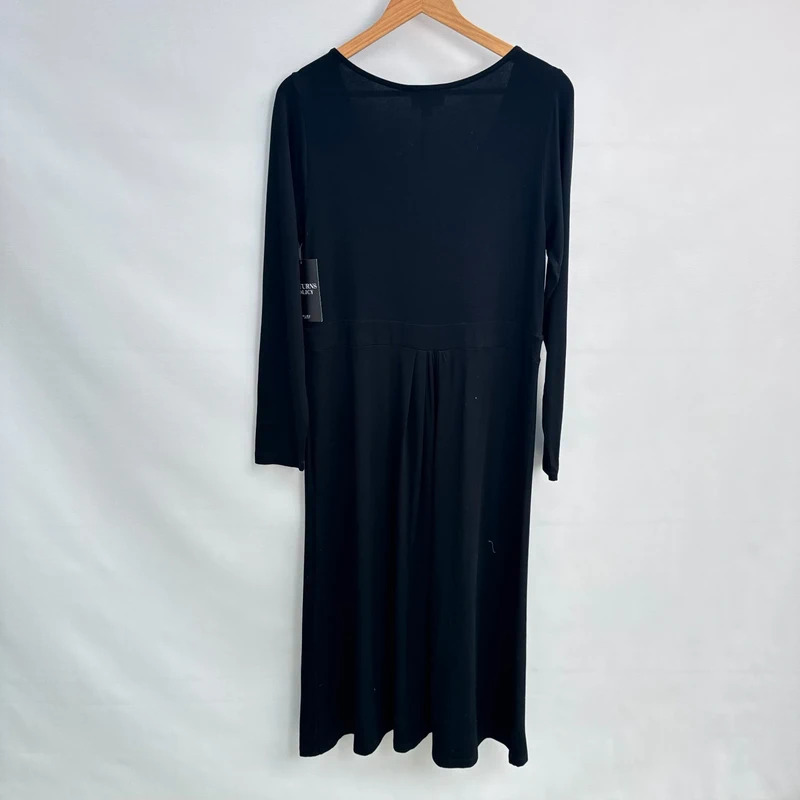 Pure Collection BNWT Black Gathered Front Viscose Jersey Dress UK 1616 - Image 2