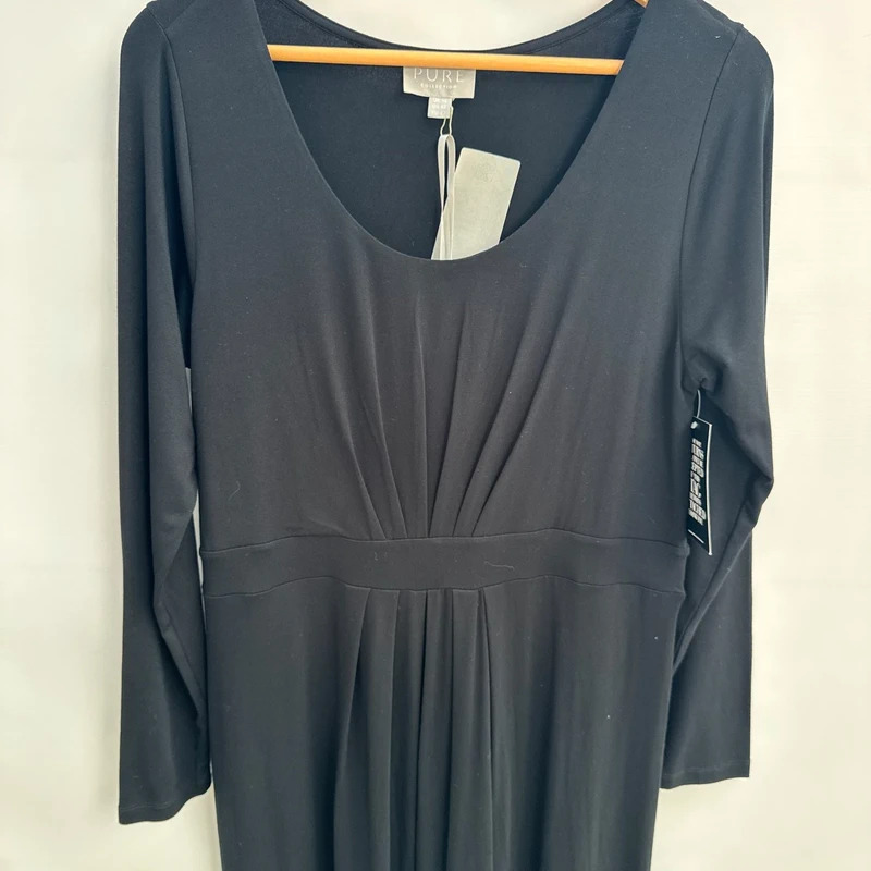 Pure Collection BNWT Black Gathered Front Viscose Jersey Dress UK 1616 - Image 6