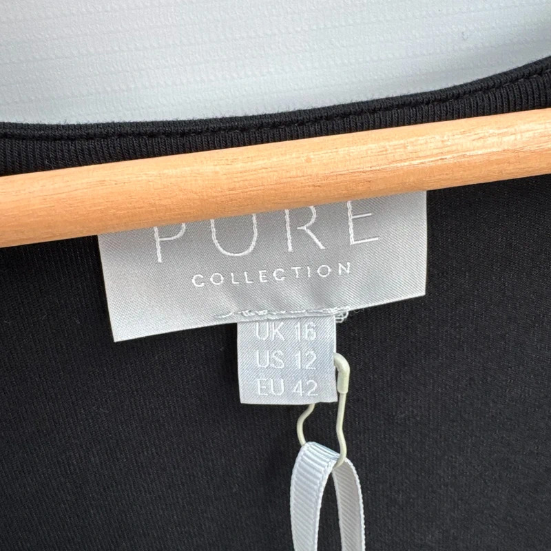 Pure Collection BNWT Black Gathered Front Viscose Jersey Dress UK 1616 - Image 7