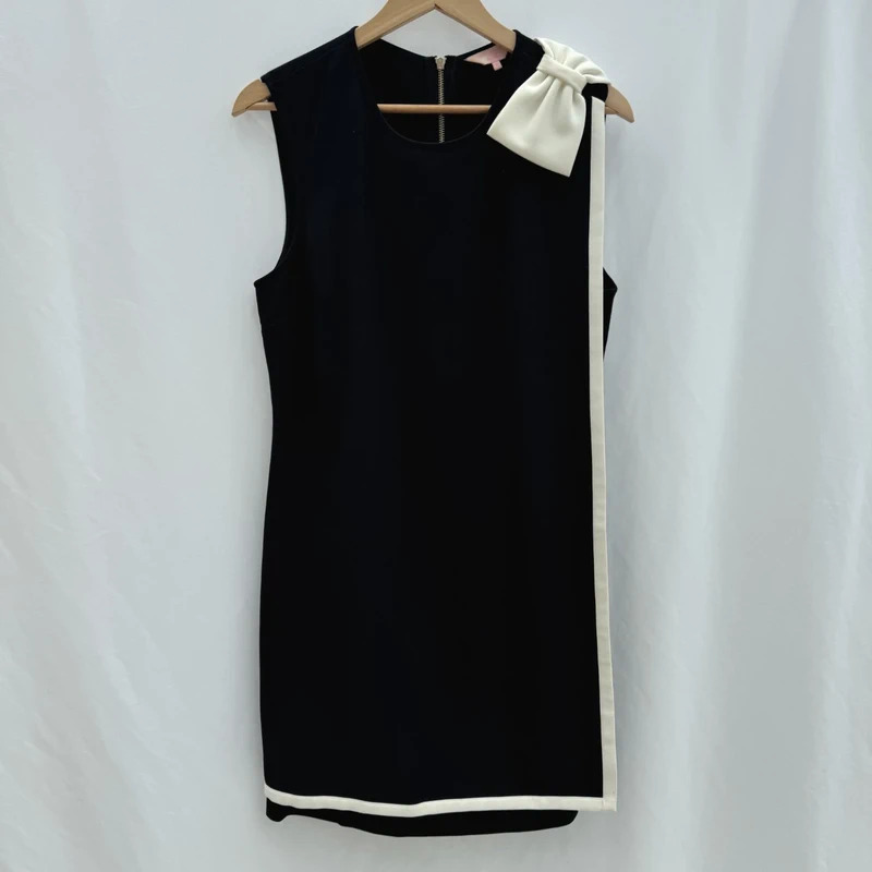 Ted Baker Elija Black Shift Dress Cream Bow Detail Sleeveless Ted 4 UK 14