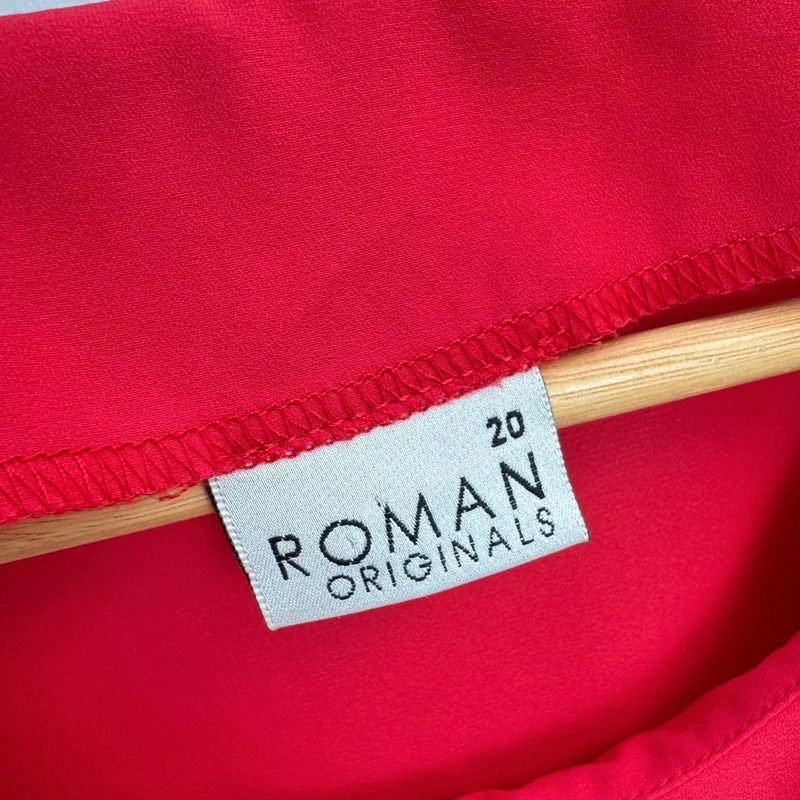Roman Originals Red Cape Overlay Blouse Size 20 Chiffon Short Sleeve Occasion Top - Image 4