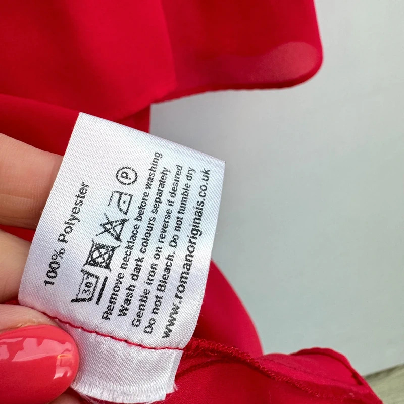 Roman Originals Red Cape Overlay Blouse Size 20 Chiffon Short Sleeve Occasion Top - Image 6