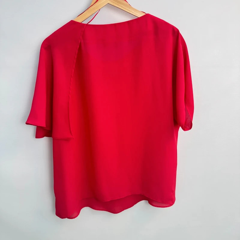 Roman Originals Red Cape Overlay Blouse Size 20 Chiffon Short Sleeve Occasion Top - Image 7