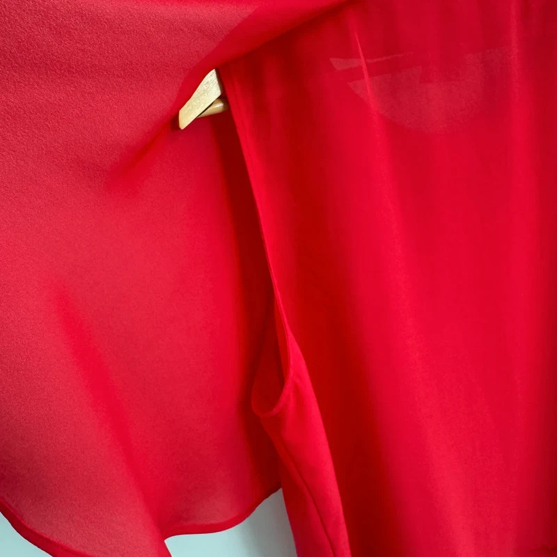 Roman Originals Red Cape Overlay Blouse Size 20 Chiffon Short Sleeve Occasion Top - Image 10