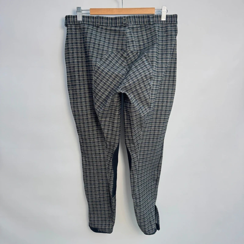 Ruggles Equestrian Plaid Breeches Ladies 32 Waist UK 14–16 Navy Grey Check Knee-Patch - Image 2