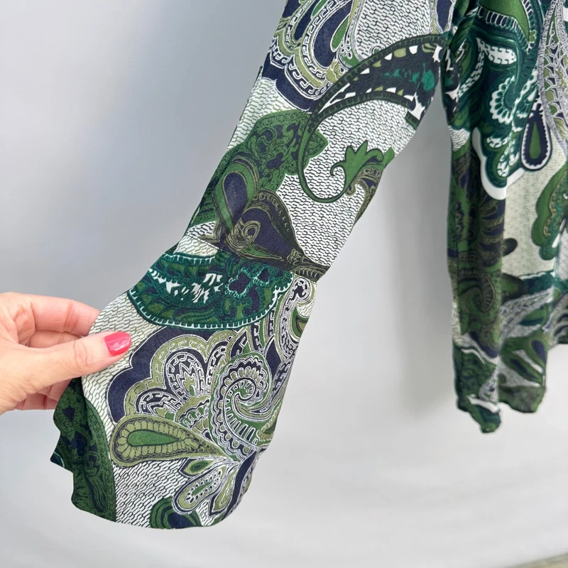 One Season Australia Green Paisley Tunic Blouse XL / UK 18 Relaxed Fit Viscose - Image 4