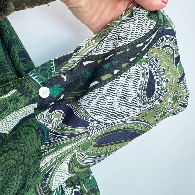 One Season Australia Green Paisley Tunic Blouse XL / UK 18 Relaxed Fit Viscose - Image 5