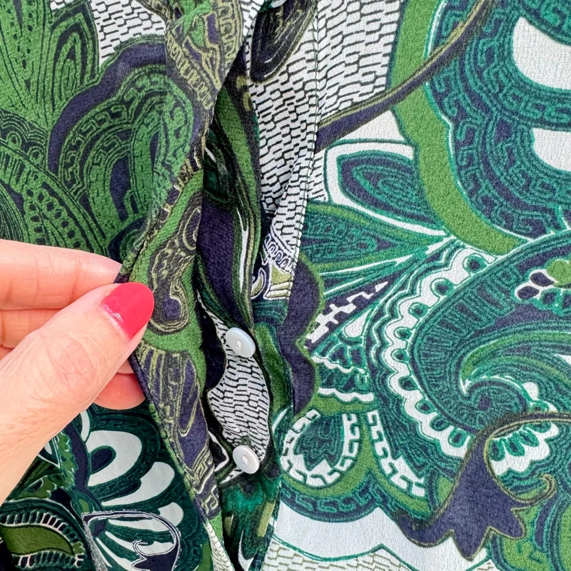 One Season Australia Green Paisley Tunic Blouse XL / UK 18 Relaxed Fit Viscose - Image 6