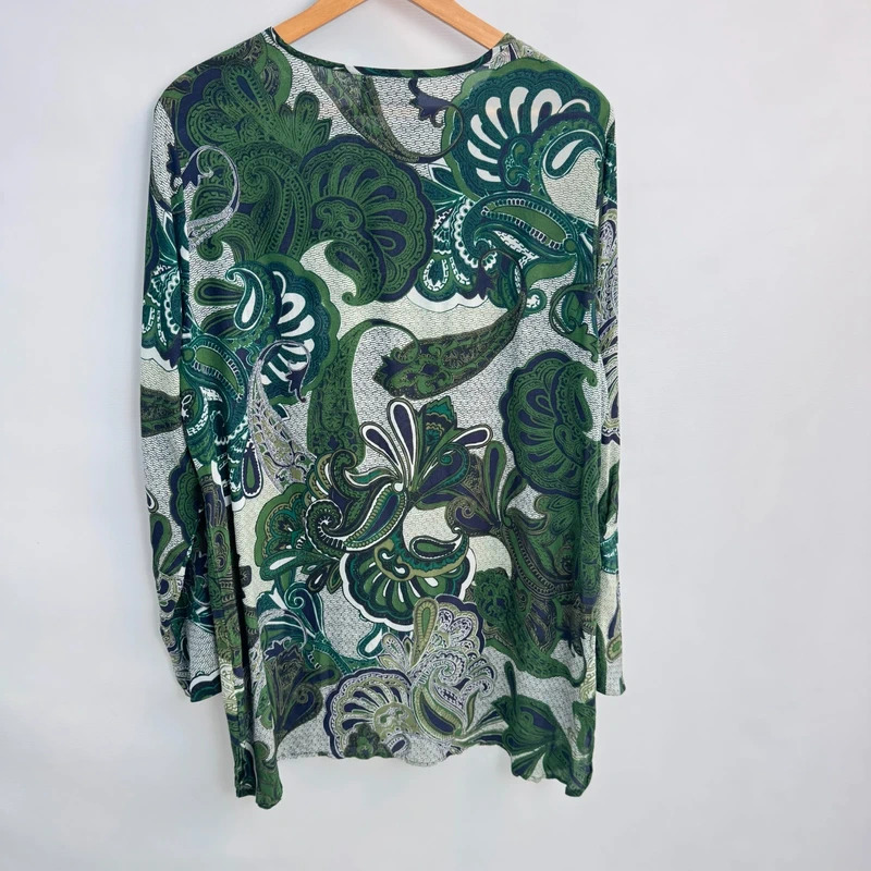 One Season Australia Green Paisley Tunic Blouse XL / UK 18 Relaxed Fit Viscose - Image 7