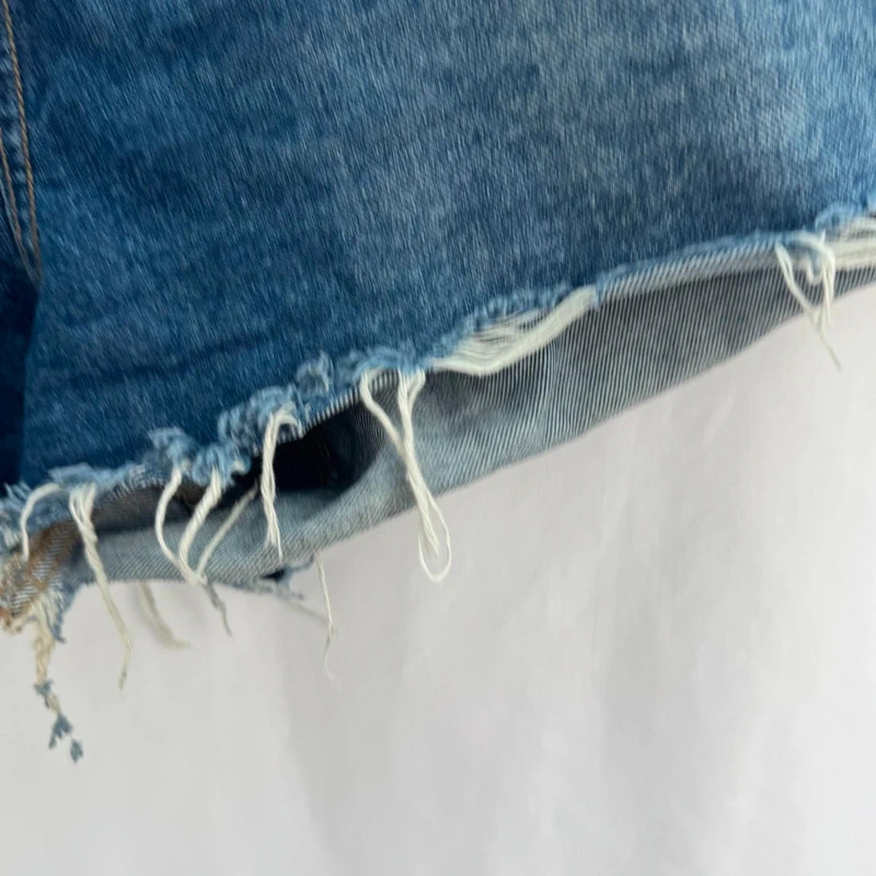 Denim Co Blue Denim Shorts Frayed Raw Hem High Waist 100% Cotton Size 18 - Image 3