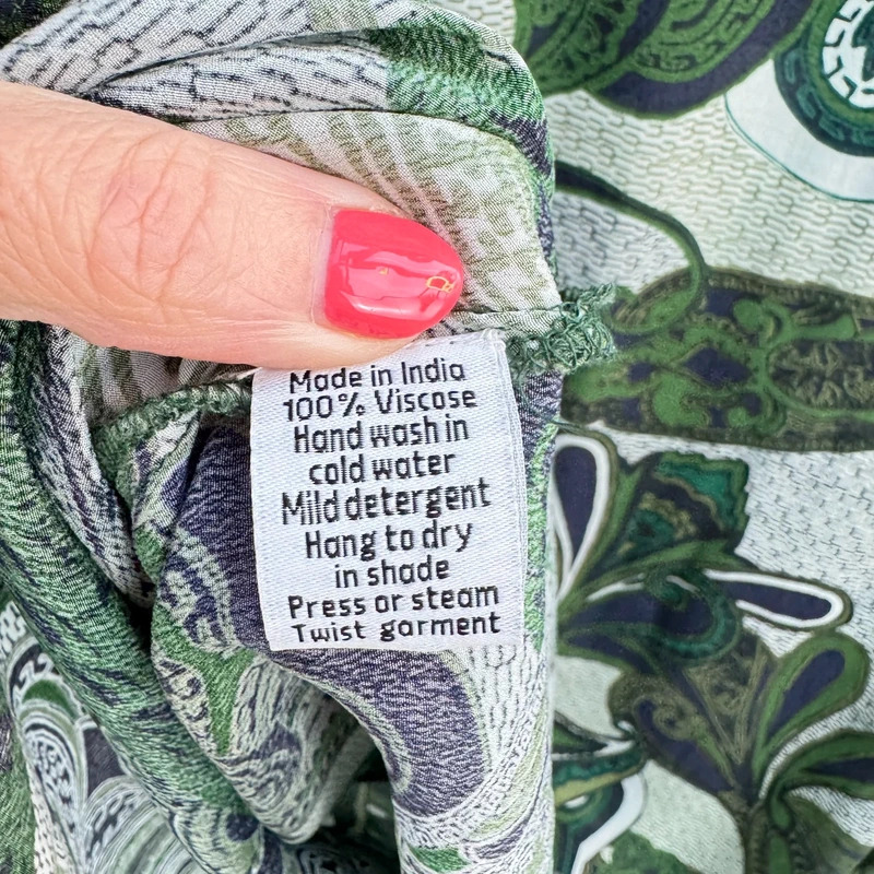 One Season Australia Green Paisley Tunic Blouse XL / UK 18 Relaxed Fit Viscose - Image 9