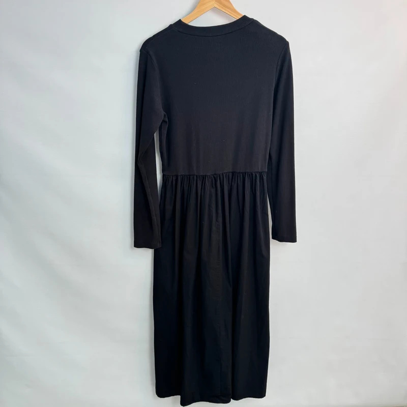 River Island Black Maxi Dress Long Sleeve Gathered Waist UK 14 EUR 40 - Image 2