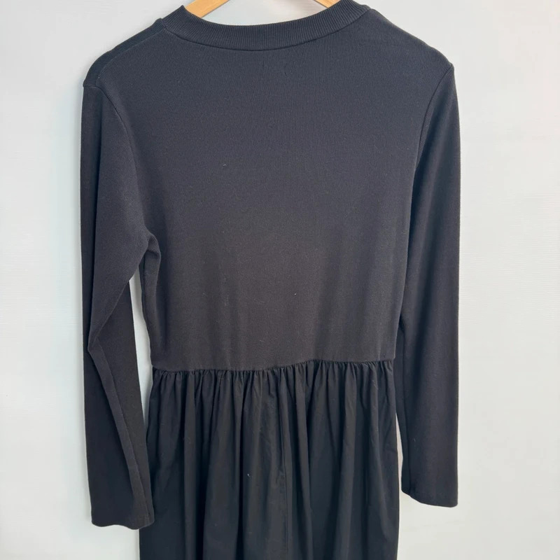 River Island Black Maxi Dress Long Sleeve Gathered Waist UK 14 EUR 40 - Image 3