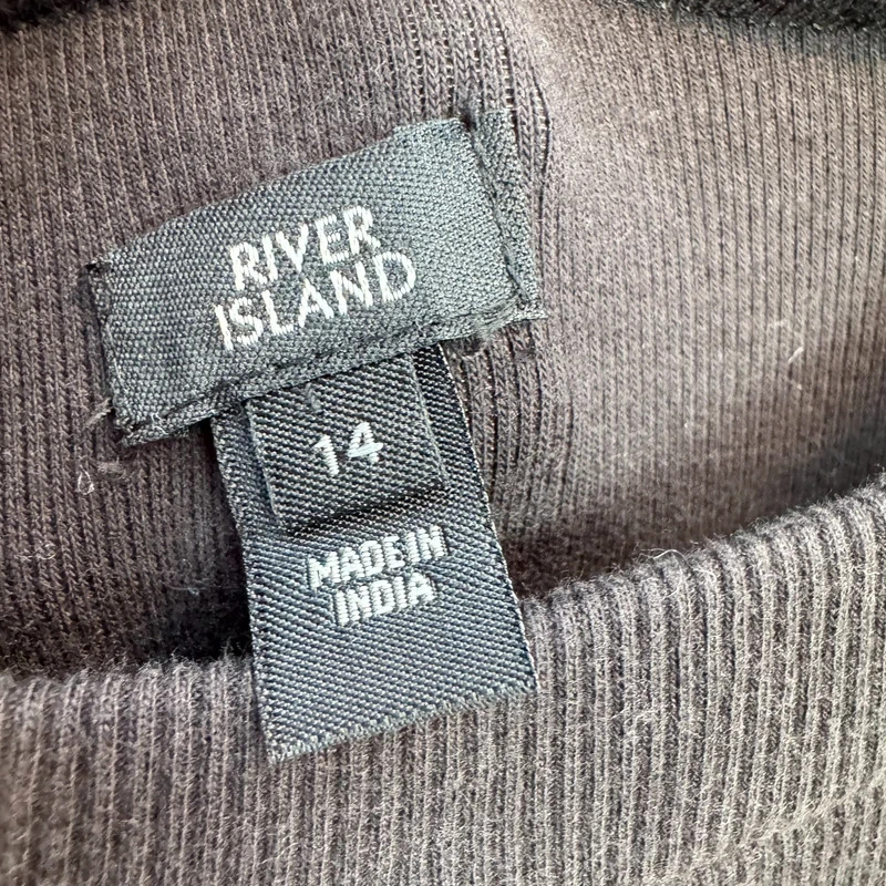 River Island Black Maxi Dress Long Sleeve Gathered Waist UK 14 EUR 40 - Image 6