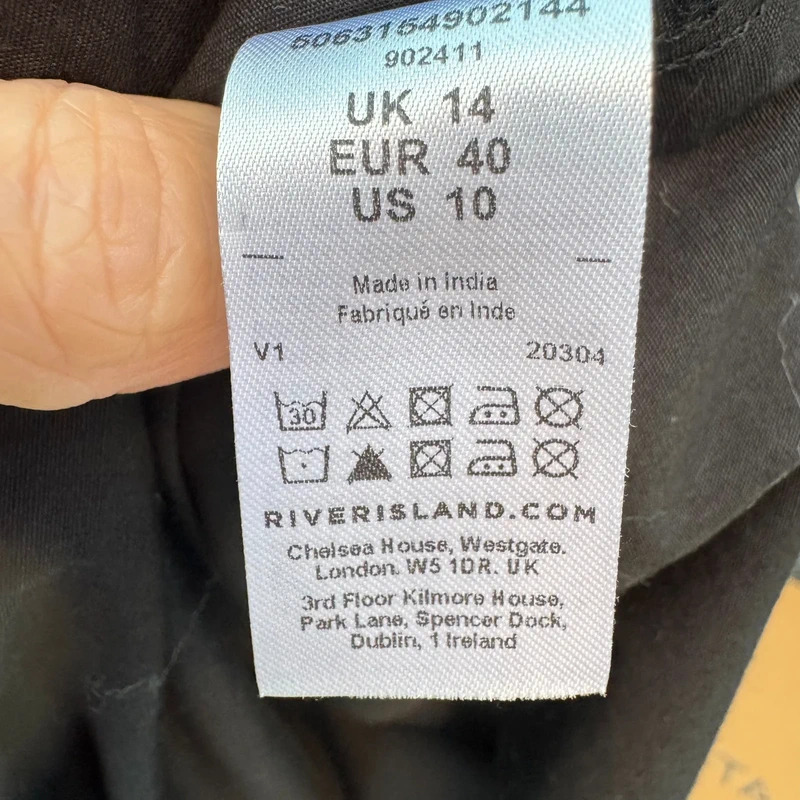River Island Black Maxi Dress Long Sleeve Gathered Waist UK 14 EUR 40 - Image 8
