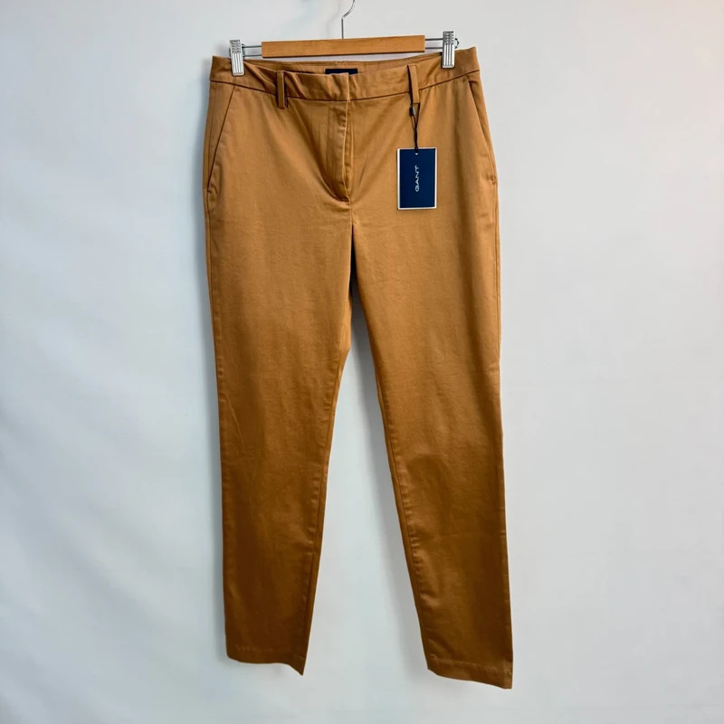 GANT Tech Prep Satin Slack Trousers Warm Khaki UK 14 BNWT