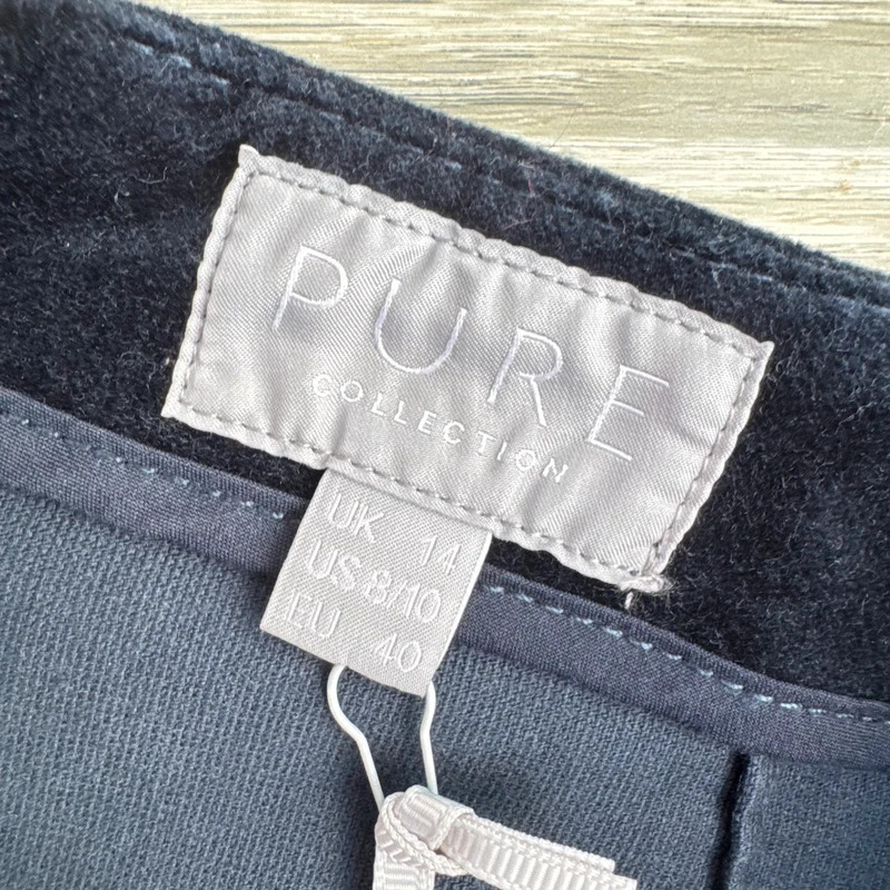 Pure Collection Navy Washed Velvet Wrap Pencil Skirt UK 14 BNWT rrp £69 - Image 9