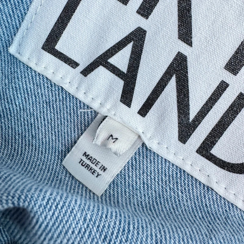 River Island Denim Shirt Dress M UK 12–14 Light Wash Oversized Balloon Sleeve Midi - Image 7