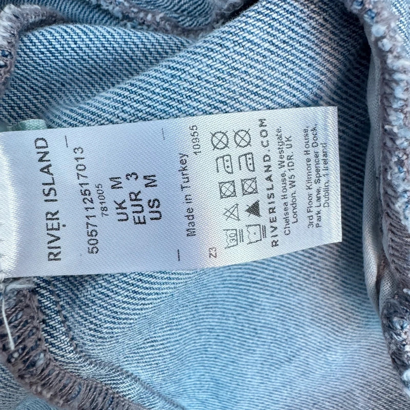 River Island Denim Shirt Dress M UK 12–14 Light Wash Oversized Balloon Sleeve Midi - Image 8
