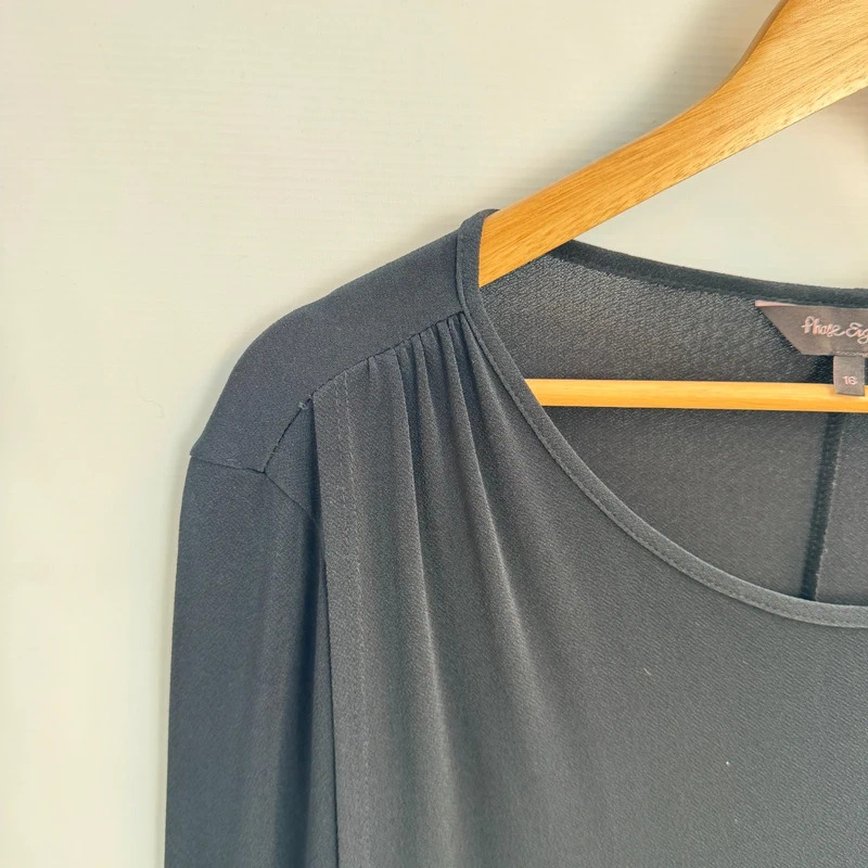Phase Eight Black Asymmetric Wrap Front Tunic Top Dress UK 16 - Image 3