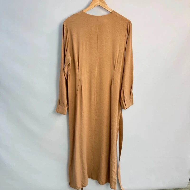 Touche Tencel Maxi Dress EU 38 UK 10–12 Beige Camel Button Detail Belted bnwt - Image 6