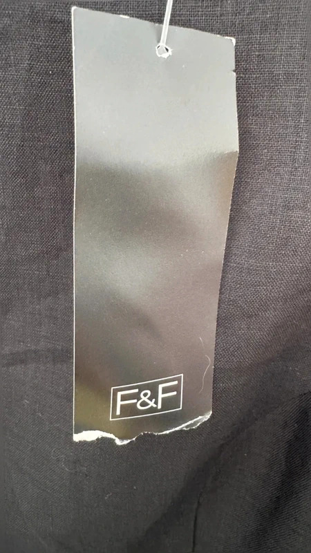 F&F Black Linen Blend Fit & Flare Sleeveless Dress uK 14 BNWT Smart Office Summer - Image 4