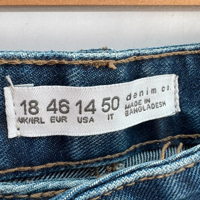 Denim Co Blue Denim Shorts Frayed Raw Hem High Waist 100% Cotton Size 18 - Image 4