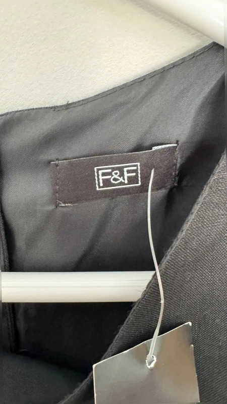 F&F Black Linen Blend Fit & Flare Sleeveless Dress uK 14 BNWT Smart Office Summer - Image 5