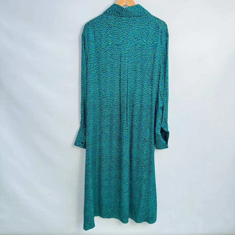 COS Dress EUR 38 UK 10–12 Green Blue Abstract 100% Viscose Maxi Length Long Sleeve - Image 2