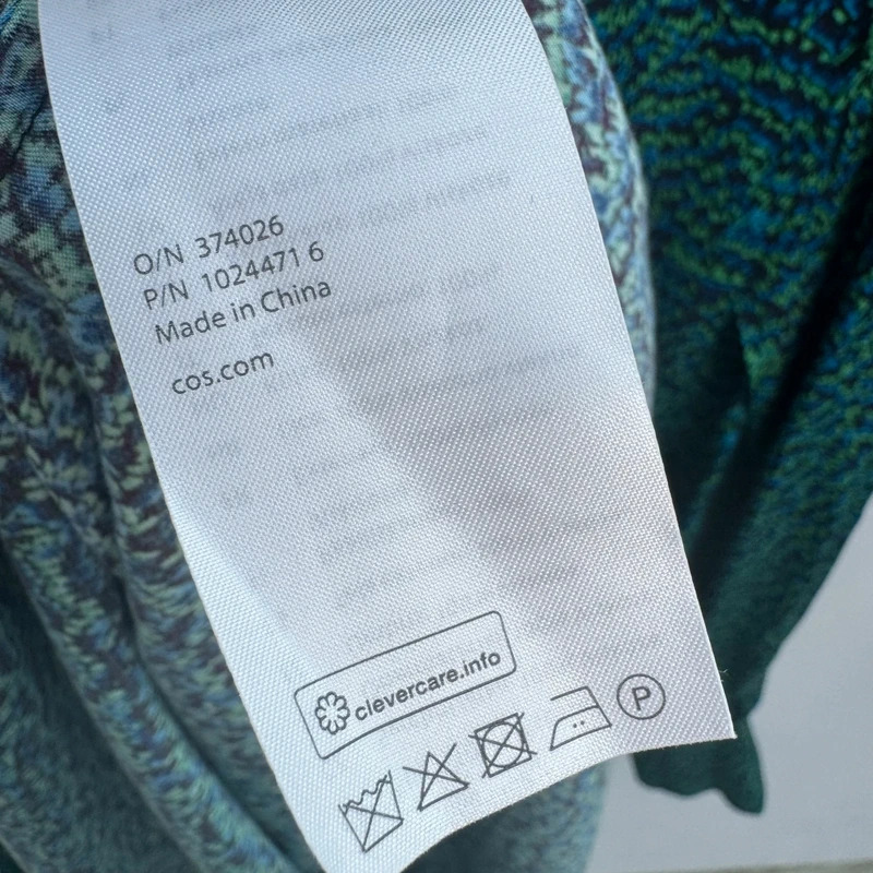 COS Dress EUR 38 UK 10–12 Green Blue Abstract 100% Viscose Maxi Length Long Sleeve - Image 10