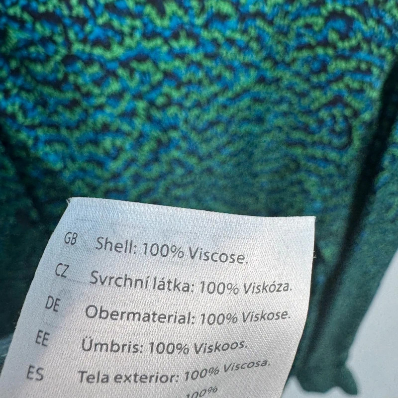 COS Dress EUR 38 UK 10–12 Green Blue Abstract 100% Viscose Maxi Length Long Sleeve - Image 11