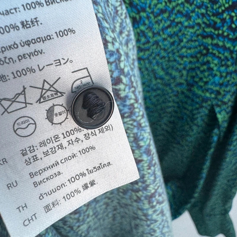 COS Dress EUR 38 UK 10–12 Green Blue Abstract 100% Viscose Maxi Length Long Sleeve - Image 12