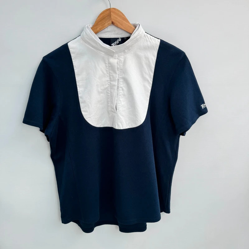 Toggi Xtreme Hurley Navy White Show Shirt UK 16 Short Sleeve Equestrian VGC