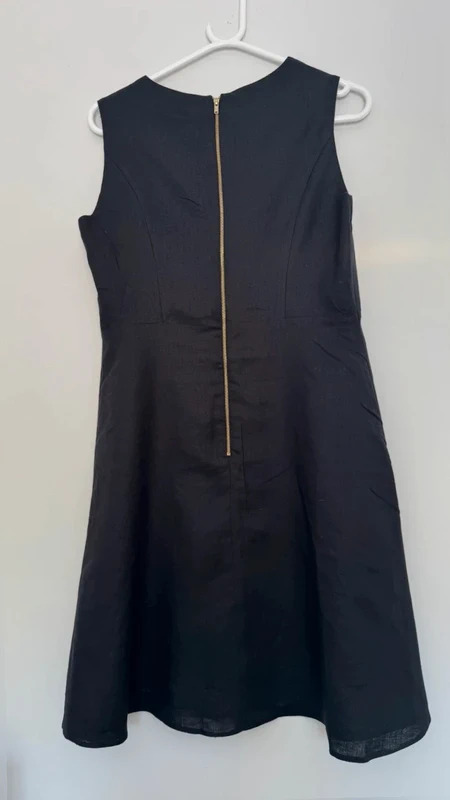F&F Black Linen Blend Fit & Flare Sleeveless Dress uK 14 BNWT Smart Office Summer - Image 8