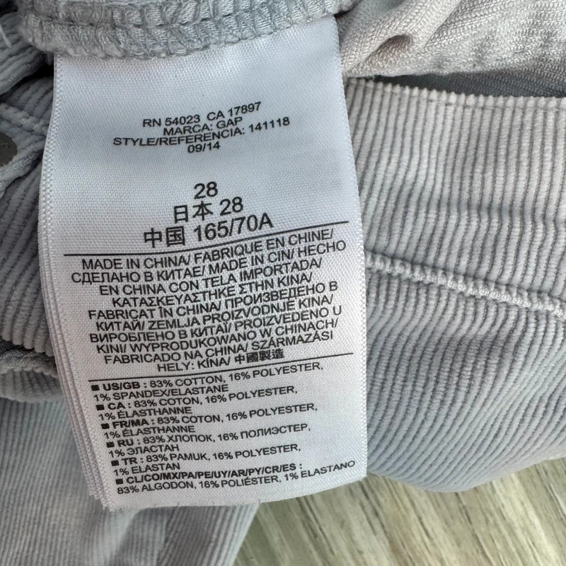 Gap 1969 Real Straight Corduroy Trousers Light Grey W28 Minor Mark - Image 8