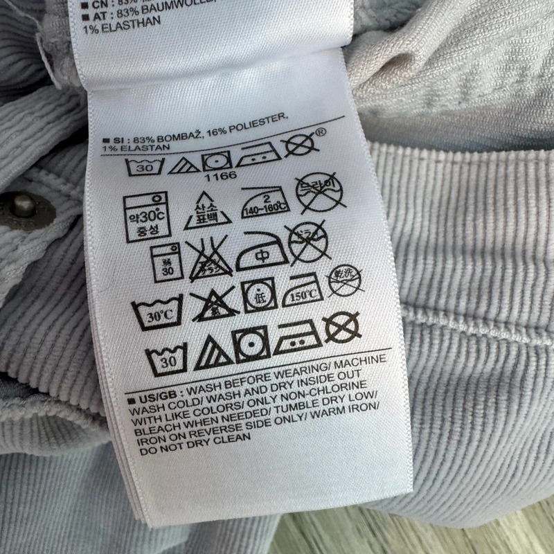 Gap 1969 Real Straight Corduroy Trousers Light Grey W28 Minor Mark - Image 9