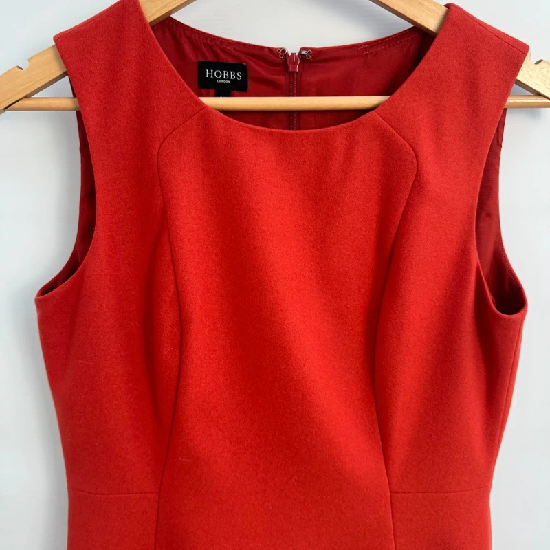 Hobbs London Burnt Orange Wool Shift Dress UK 10 Sleeveless Pockets Smart Office - Image 2