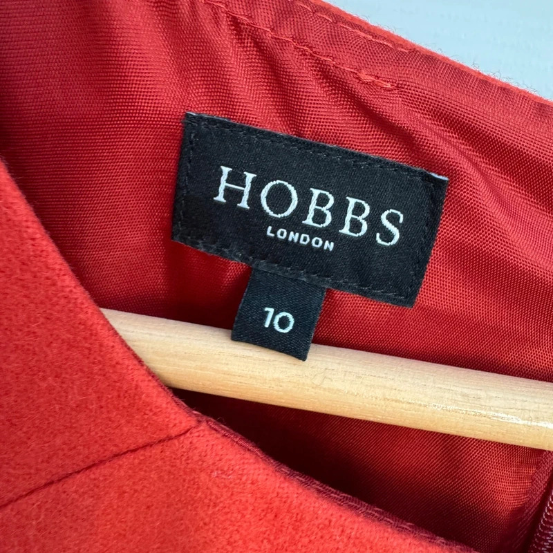 Hobbs London Burnt Orange Wool Shift Dress UK 10 Sleeveless Pockets Smart Office - Image 4