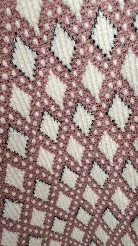 Pink White Diamond Knit Jacket Metallic Shimmer Open Front UK 18 Smart Casual - Image 7