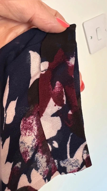 InWear Carla Floral Blouse Navy Burgundy Sheer Long Sleeve size UK 12 EU38 - Image 4