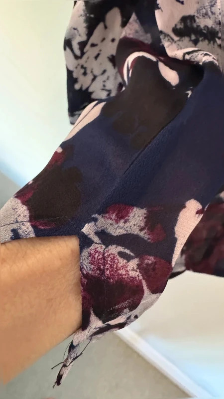 InWear Carla Floral Blouse Navy Burgundy Sheer Long Sleeve size UK 12 EU38 - Image 5